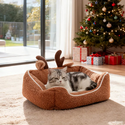 Pawsmas Santa & Reindeer Pet Bed