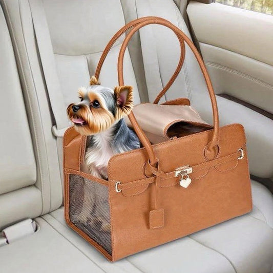 Stylish Leather Pet Carrier Bag