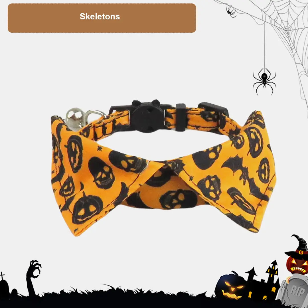 Halloween Pet Bow Tie Collar with Spooky Prints