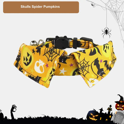 Halloween Pet Bow Tie Collar with Spooky Prints