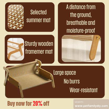 Rattan Pet Cat Bed Cooling Mat Sofa Lounger