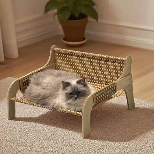 Rattan Pet Cat Bed Cooling Mat Sofa Lounger