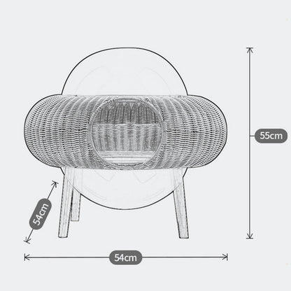 Transparent Space Capsule Flying Saucer Straw Cat Hanging Basket Hand-woven Rattan Cat Bed