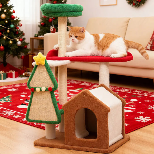 Pawsmas Christmas Tree Cat Bed & Tower