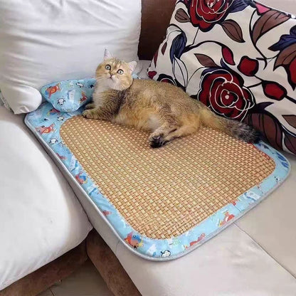 Summer Rattan Mat Pet Sleeping Cooling Pad for Cats Dogs